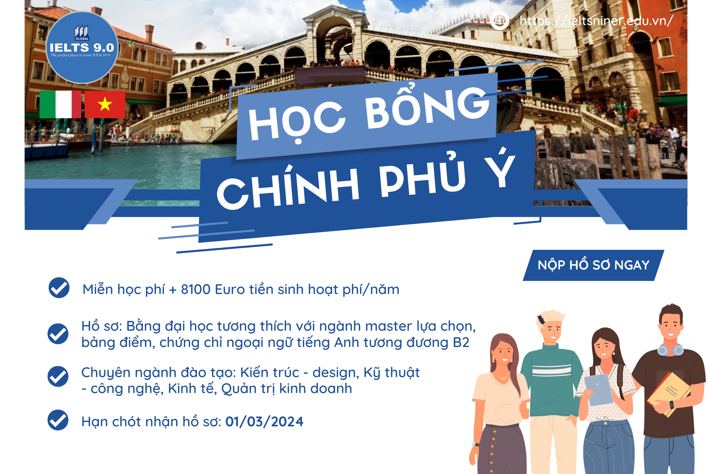 Thông tin Học bổng Chính phủ Ý 2024