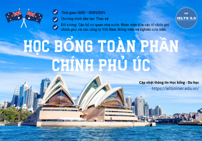 Học bổng toàn phần chính phủ Australia năm 2024